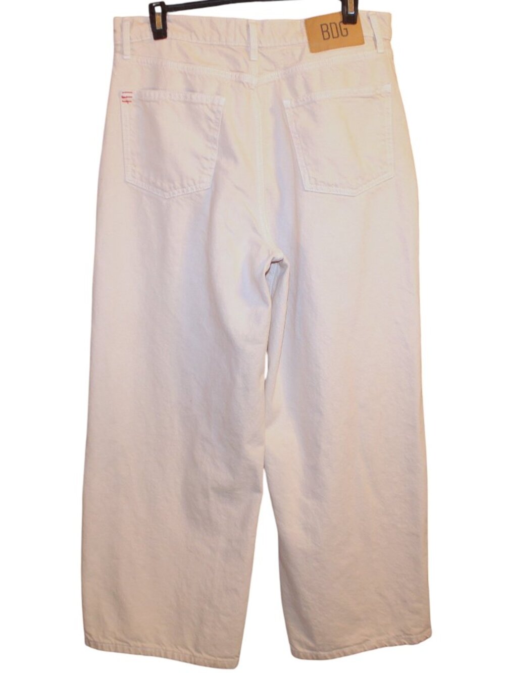 BDG High & Wide Relaxed Jeans Cream Off-White Sz 32 Urban Outfitters Rigid Denim